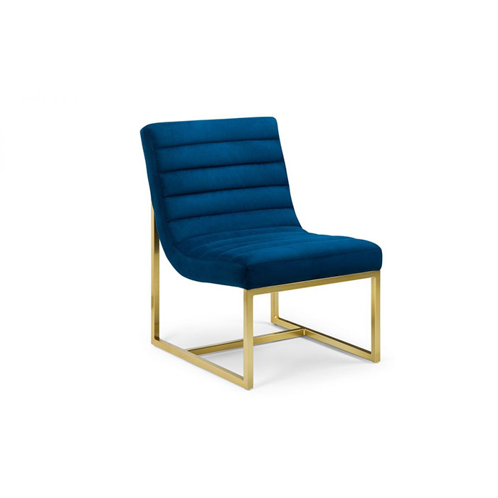 Bellagio Velvet Blue & Gold Accent Chair - Click Image to Close